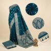 BS002368-4(2) Teal Blue Banarasi Pure Silk Saree