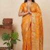 Mustard Yellow Banarasi Pure Silk Saree