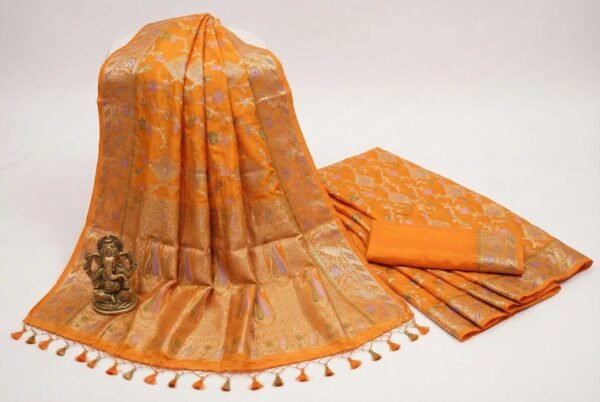 Mustard Yellow Banarasi Pure Silk Saree