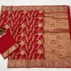 BS002370-2(2) Bright Red Banarasi Pure Silk Saree