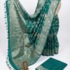 BS002370-3(3) Dark Firozi Banarasi Pure Silk Saree