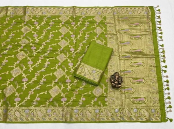 Light Green Banarasi Pure Silk Saree