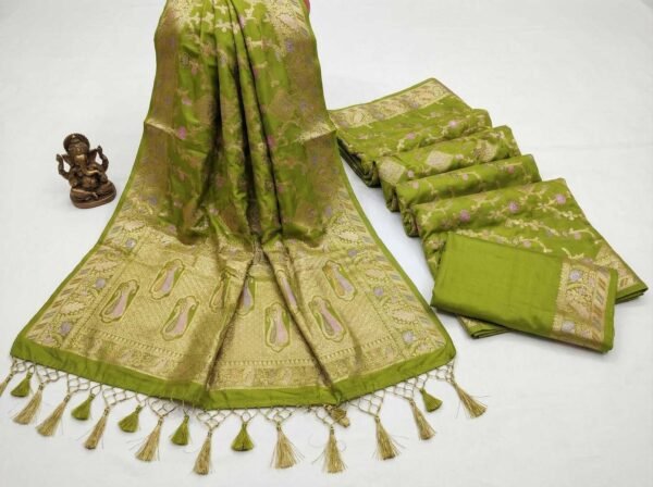 Light Green Banarasi Pure Silk Saree