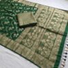 Dark Green Banarasi Pure Silk Saree