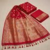 Bright Red Banarasi Pure Silk Saree