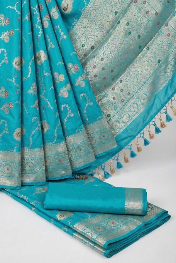 Firozi Banarasi Pure Silk Saree
