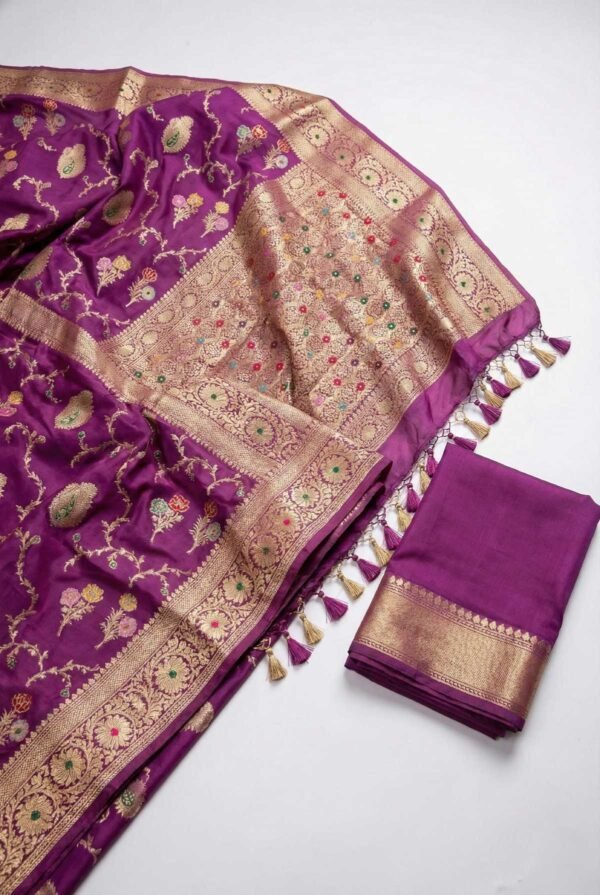 BS002371-5(3) Purple Banarasi Pure Silk Saree