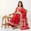 Tomato Red Banarasi Silk Saree