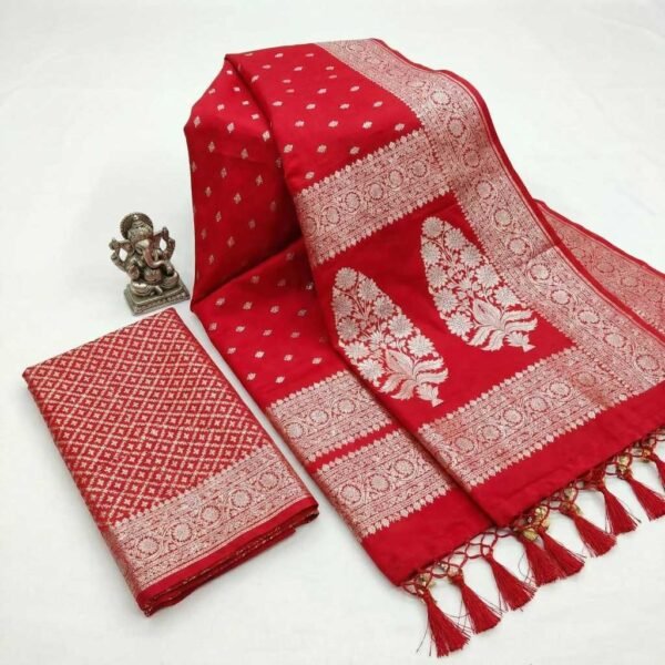 Tomato Red Banarasi Silk Saree