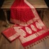 Tomato Red Banarasi Silk Saree