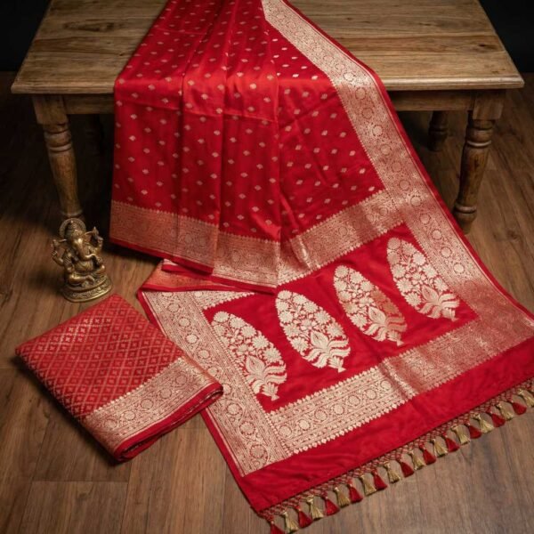 Tomato Red Banarasi Silk Saree