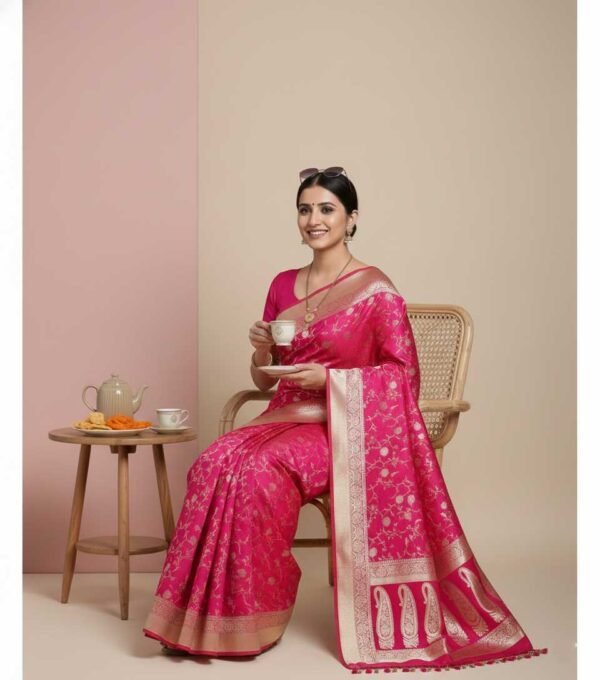 Shining Magenta Banarasi Silk Saree