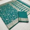BS002373-2(3) Teal Blue Banarasi Silk Saree