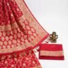 Bright Red Banarasi Silk Saree
