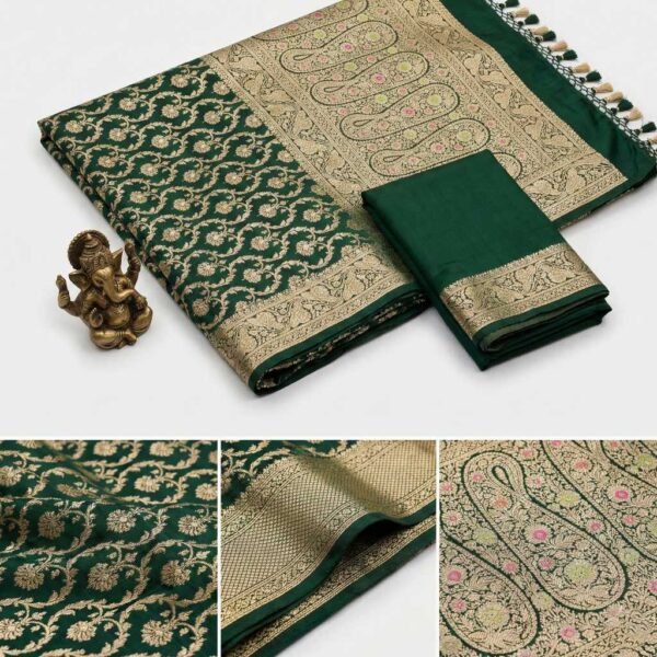 Bottle Green Banarasi Silk Saree