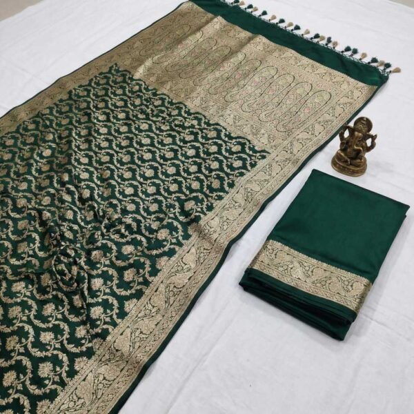 Bottle Green Banarasi Silk Saree