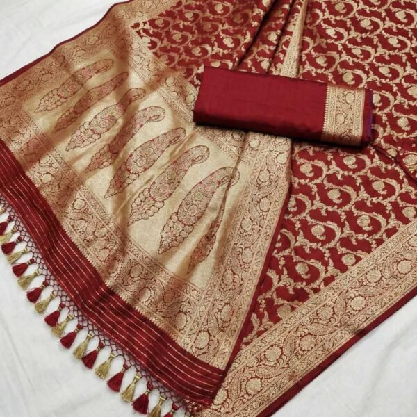 Maroon Banarasi Silk Saree