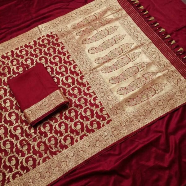 Maroon Banarasi Silk Saree