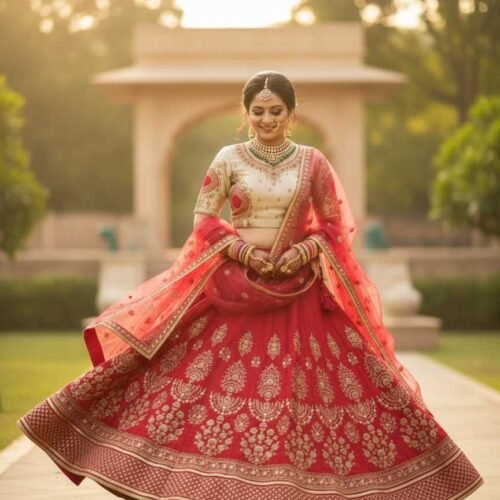 Tomato Red Bridal Lehenga
