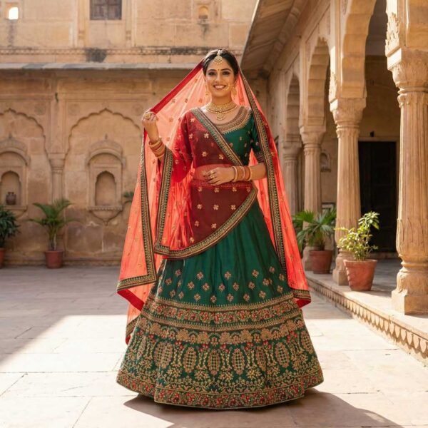 Shining Green Bridal Lehenga