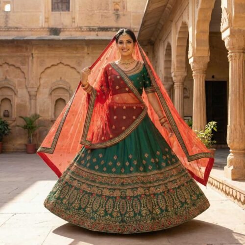 Shining Green Bridal Lehenga