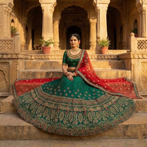 Shining Green Bridal Lehenga