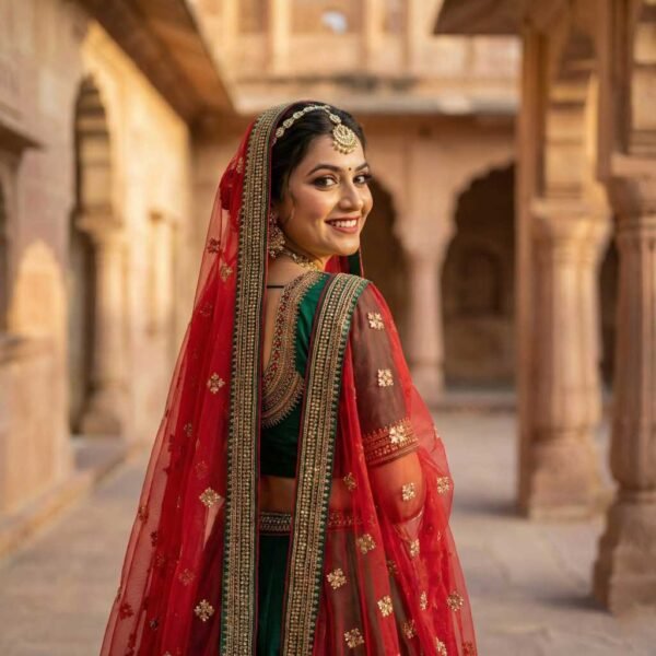 Shining Green Bridal Lehenga