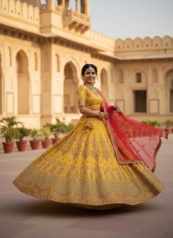 Bright Yellow Bridal Lehenga