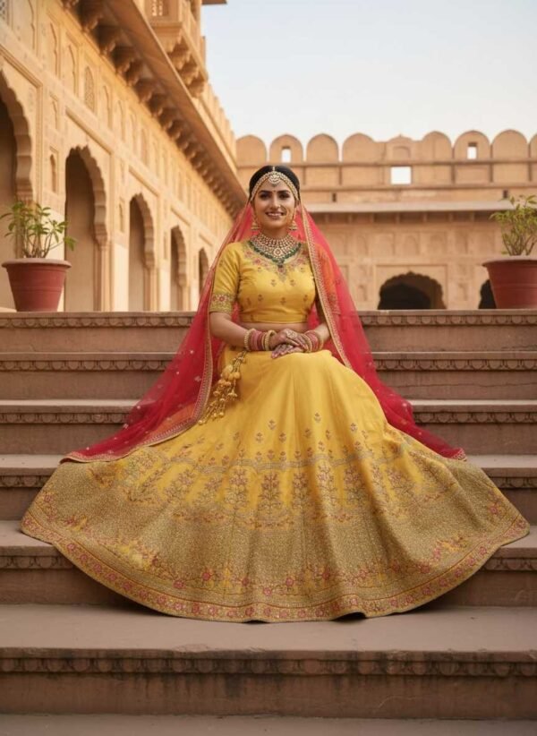 Bright Yellow Bridal Lehenga