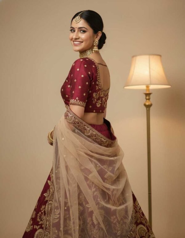 Dark Wine Lehenga Saree