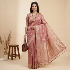 Blush Pink Banarasi Pure Silk Saree