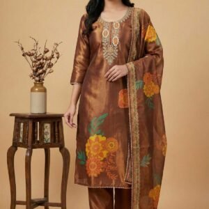 Brown Shimmer Unstitched Suit