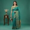 Dark Firozi Meenakari Banarasi Pure Silk Saree