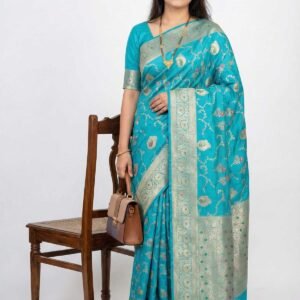 Firozi Banarasi Pure Silk Saree