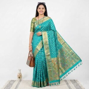 Firozi Booty Banarasi Pure Silk Saree