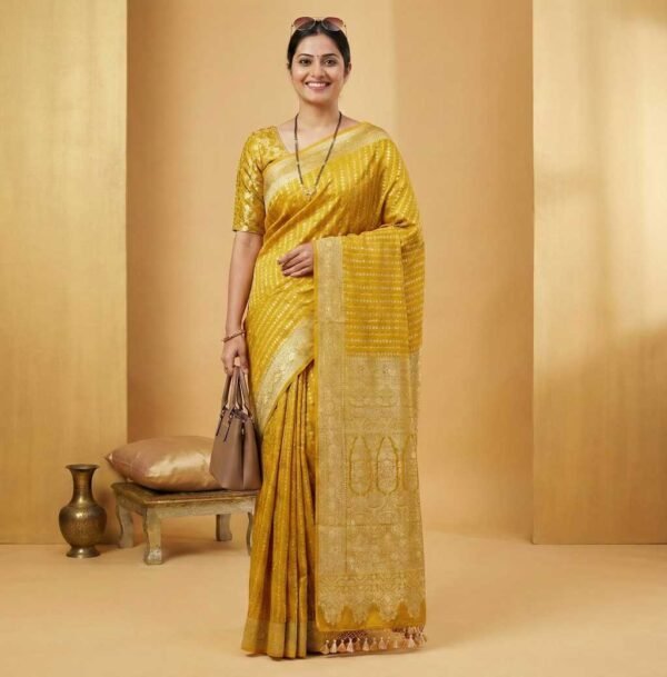 Golden Yellow Georgette Saree