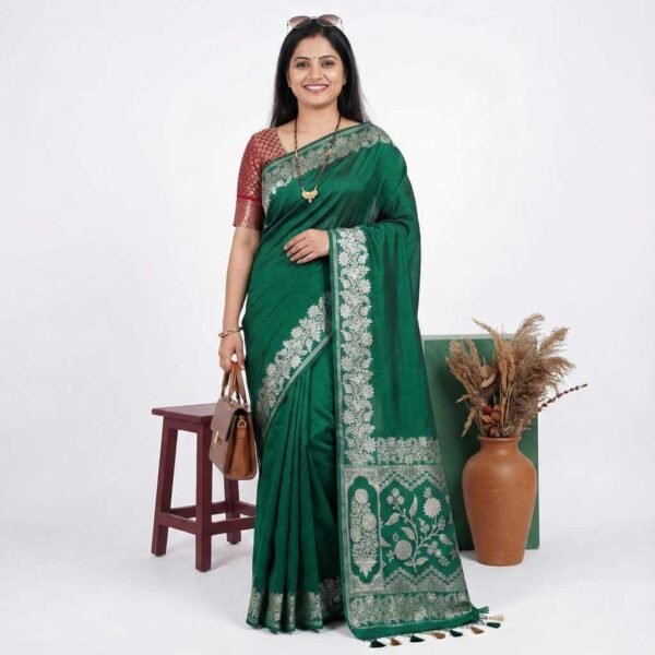 Green Pink Banarasi Pure Silk Saree