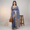 Grey Banarasi Pure Silk Saree