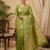 Light Green Banarasi Pure Silk Saree