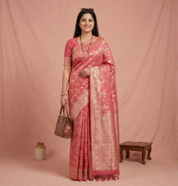 Light Peach Georgette Saree