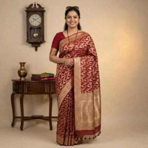 Maroon Banarasi Silk Saree
