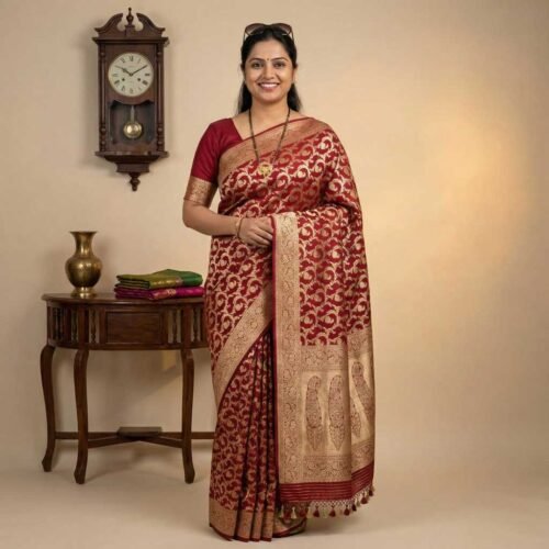 Maroon Banarasi Silk Saree