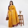 Mustard Wine Banarasi Pure Silk Saree