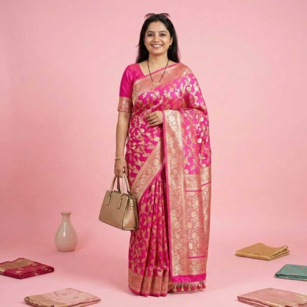 Pastel Pink Banarasi Silk Saree Pastel Pink Banarasi Silk Saree
