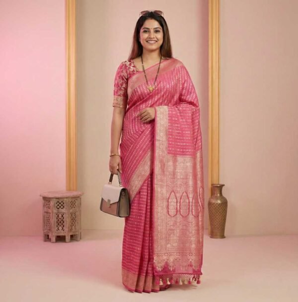 Peach Georgette Saree