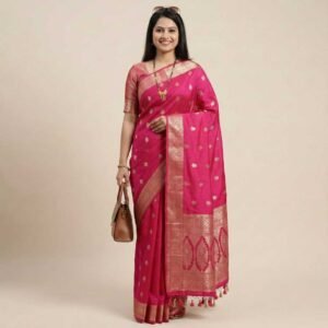 Pink Banarasi Pure Silk Saree