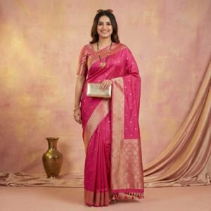 Pink Booty Banarasi Pure Silk Saree