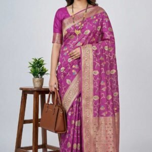 Purple Banarasi Pure Silk Saree