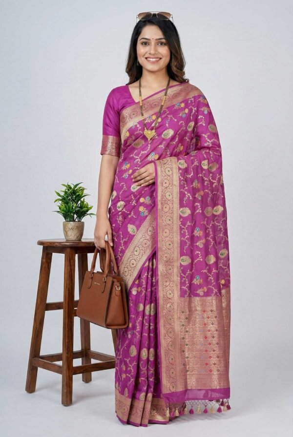 Purple Banarasi Pure Silk Saree Purple Banarasi Pure Silk Saree