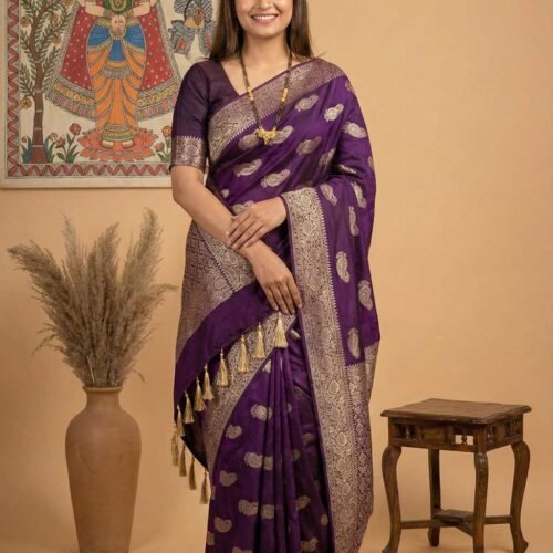 Purple Dola Silk Saree